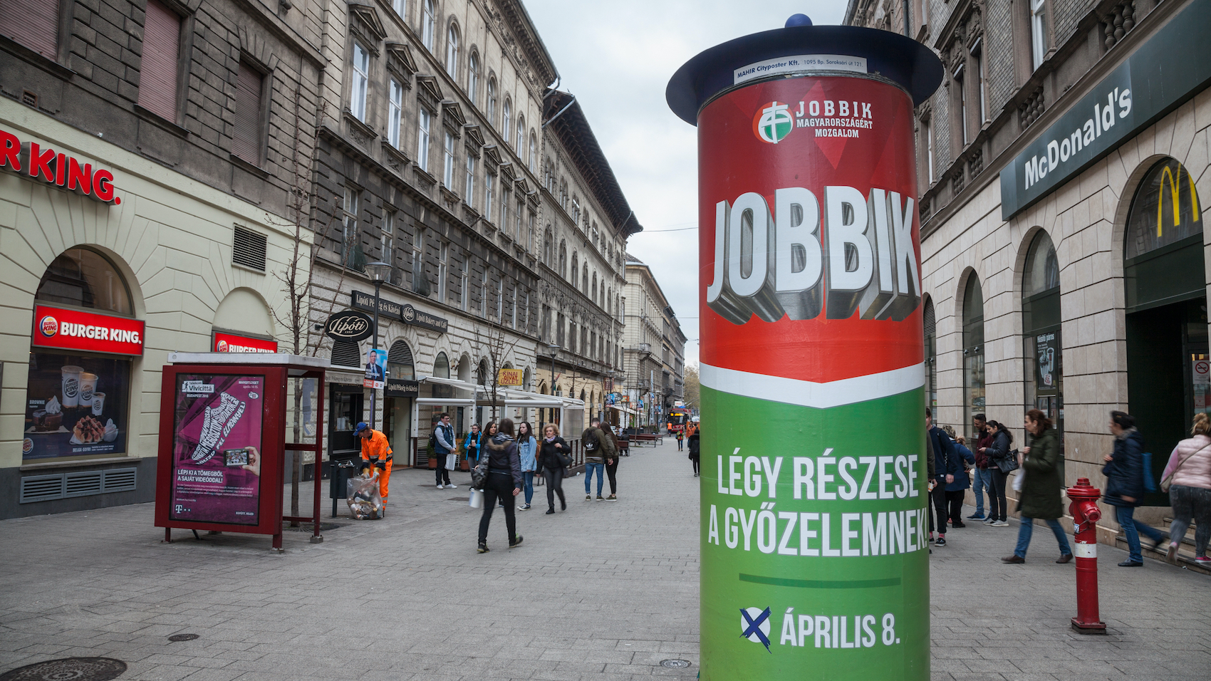 Hungary which has populists in both the government (Fidesz) and in the main opposition (Jobbik) is one of the best examples for populist democracies. Far-right main opposition party Jobbik's electoral poster seems in the streets of Budapest for the parliamentary elections of 2018.