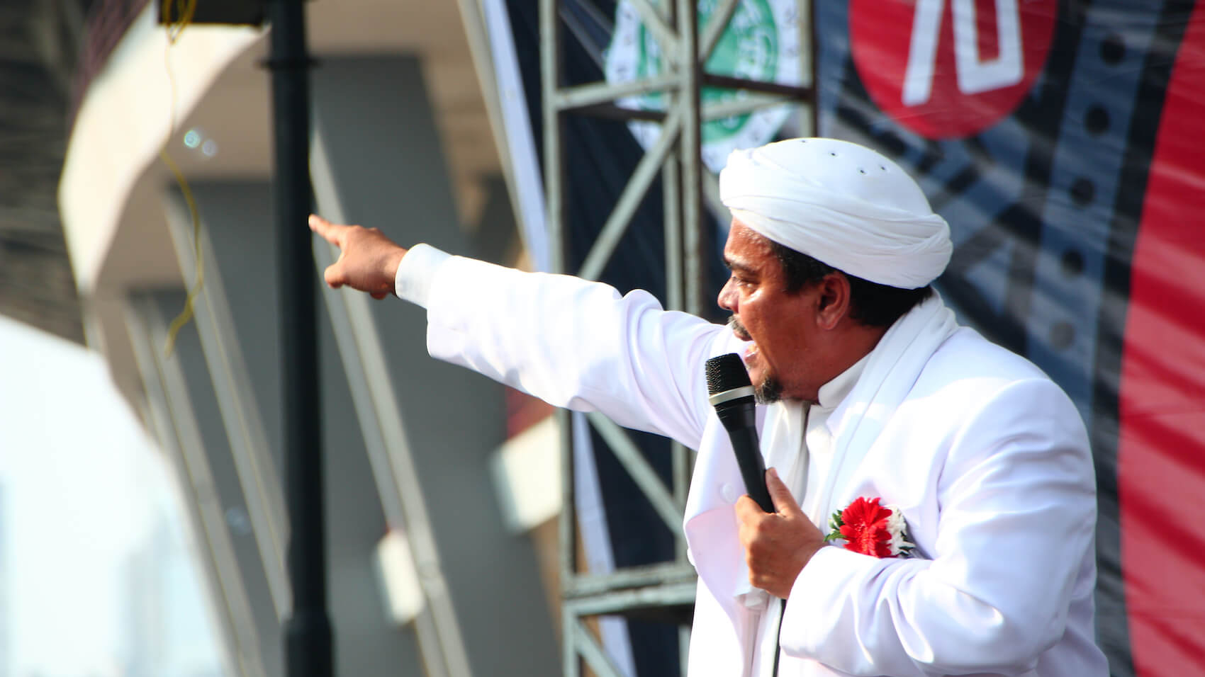 Parade Tauhid or Parade of Tawheed, muslim marched from central stadium to the central city of Jakarta and back. Muhammad Riziq Shihab was giving oration in Jakarta, Indonesia on August 17 2015. Photo: Riana Ambarsari