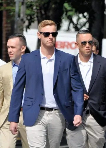 Richard Spencer, Nathan Damigo, Tim Gionet & entourage arrives during a white nationalist rally in Charlottesville, VA that turned violent resulting in one death and multiple injuries on August 12, 2017. Photo: Kim Kelley-Wagner