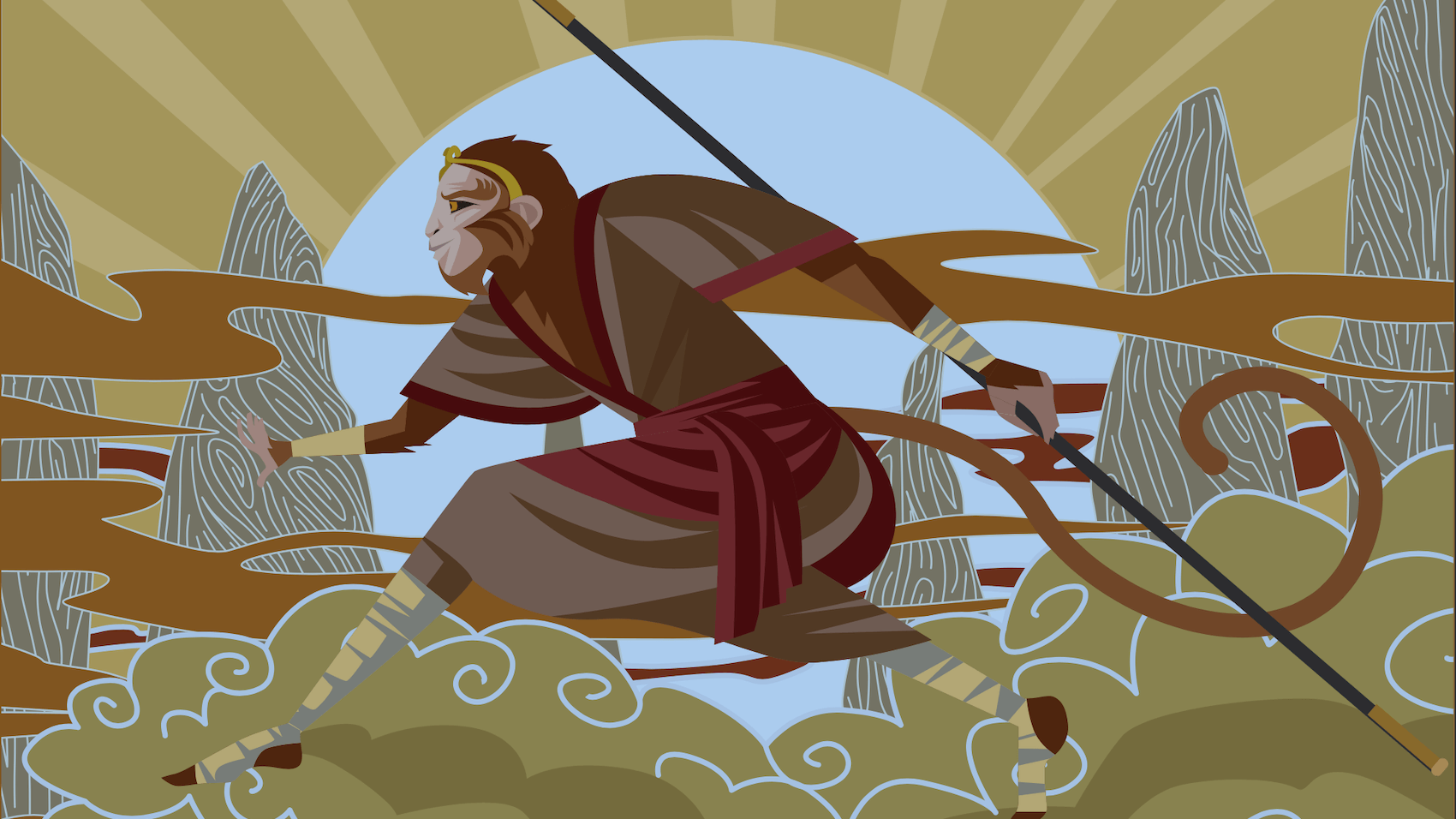 Sun Wu Kong, the Monkey King in Chinese mythology warrior tale.