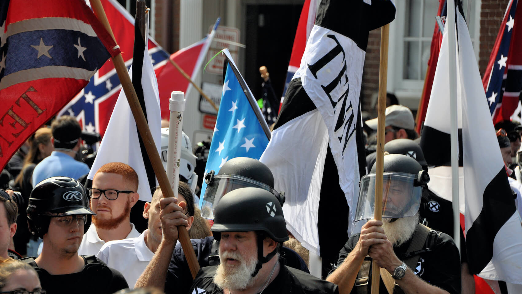White nationalists and counter protesters clash in during a rally that turned violent resulting in the death of one and multiple injuries in Charlottesville, VA on August 12, 2017. Photo: Kim Kelley-Wagner.