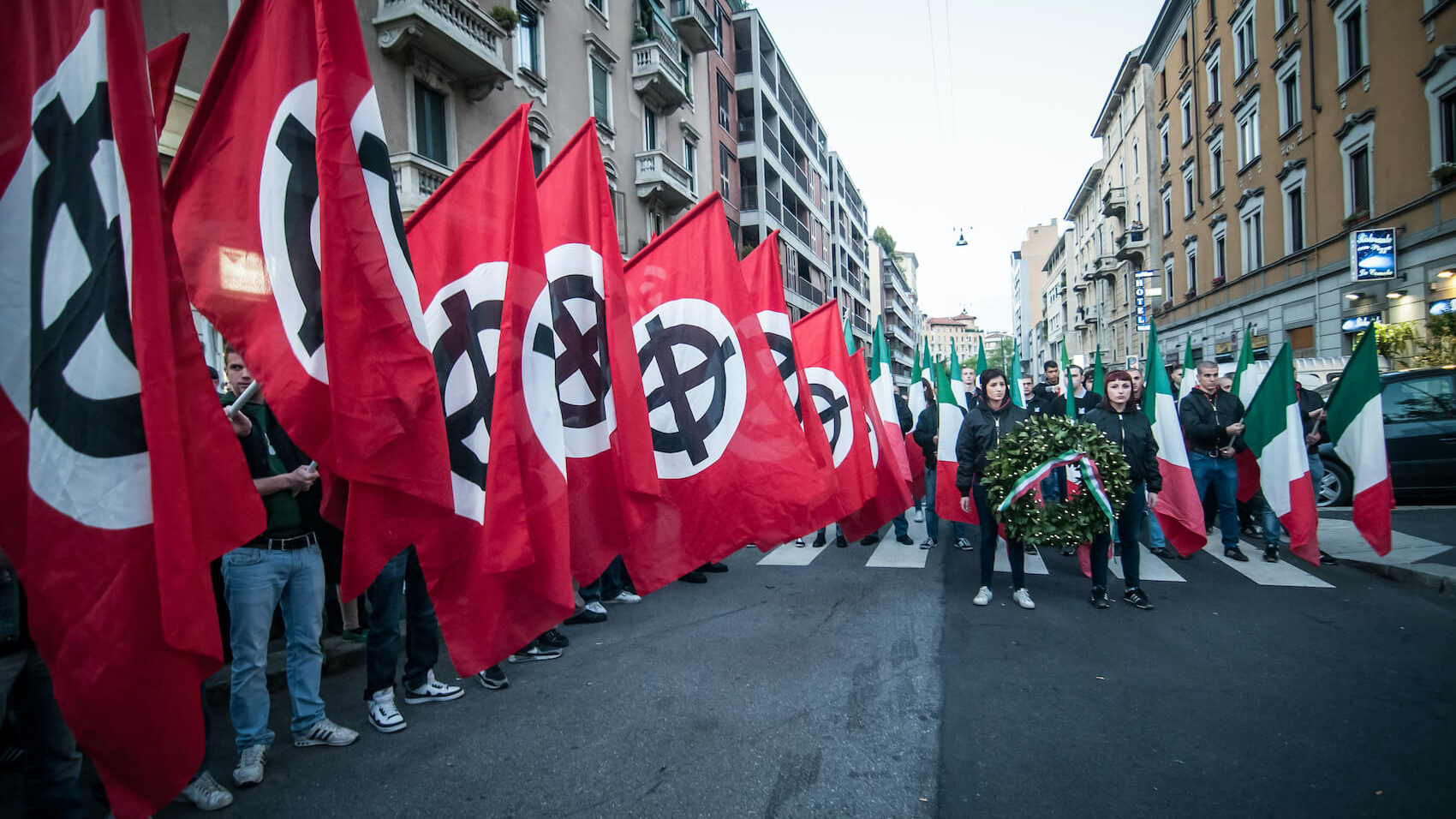 Casa Pound, an Italian neo-fascist extreme right-wing political association, held a manifestation in honor of fallen comrades in Milan on April 29, 2012. Photo: Eugenio Marongiu.