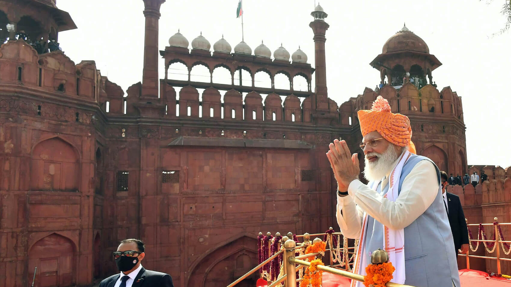 Indian Prime Minister, Shri Narendra Modi addressing the Nation on the occasion of 75th Independence Day from the ramparts of Red Fort, in Delhi on August 15, 2021.