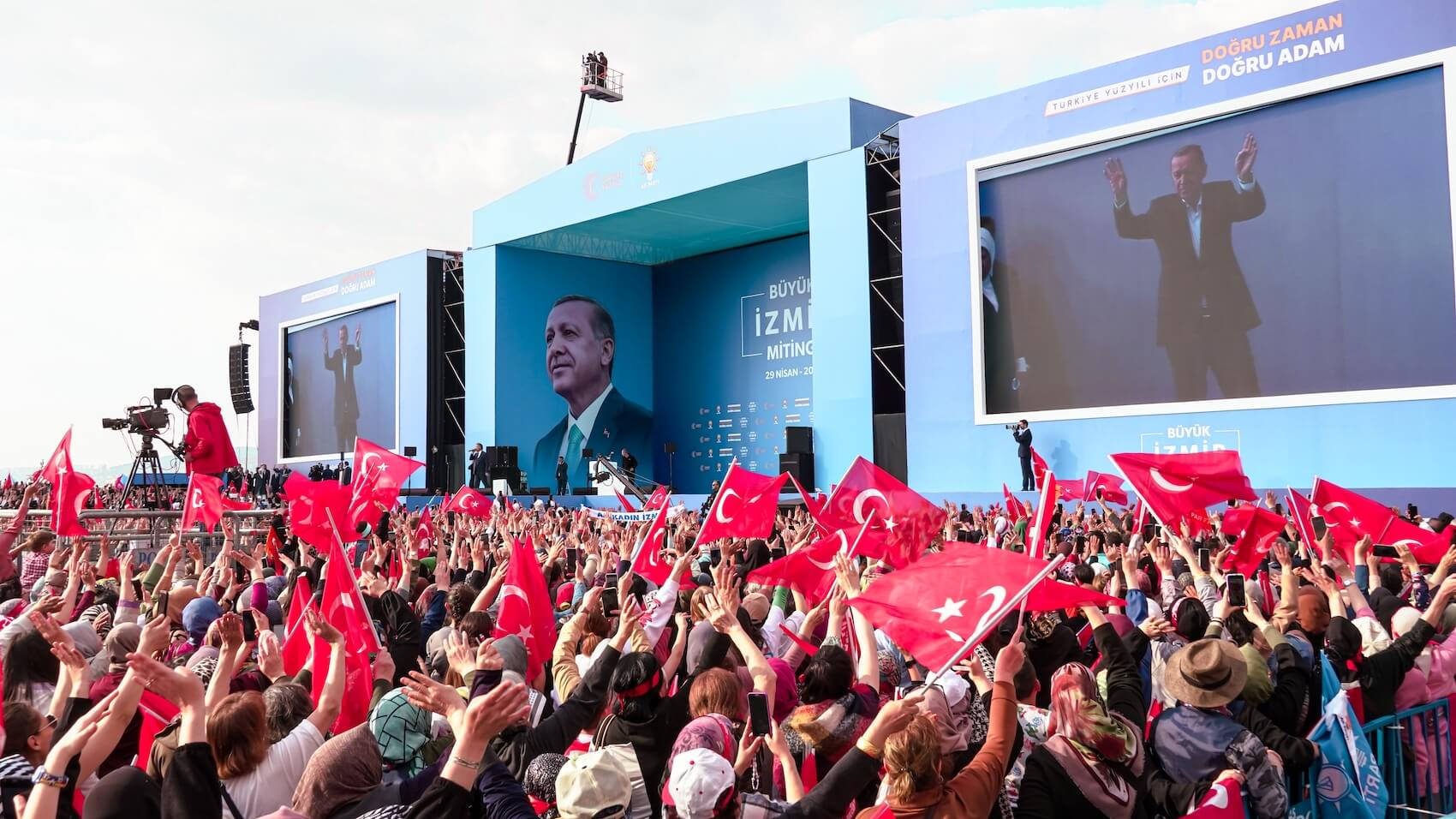 Turkish President Recep Tayyip Erdogan has attended the rally in Izmir as part of the May 14, 2023 elections campaign in Izmir, Turkey on April 29, 2023. Photo: Idil Toffolo.