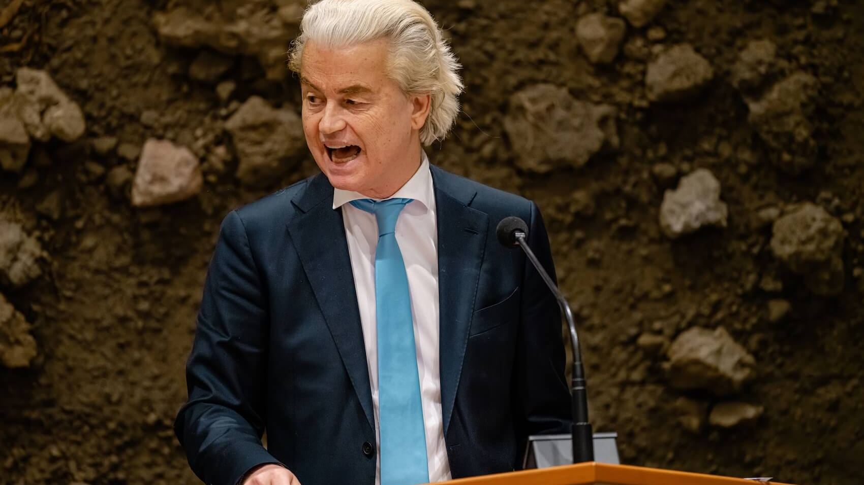 Geert Wilders (PVV) in House of Representatives during a debating at the Tweede Kamer on April 5, 2023 in Den Haag, Netherlands. Photo: Jeroen Meuwsen.