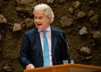 Geert Wilders (PVV) in House of Representatives during a debating at the Tweede Kamer on April 5, 2023 in Den Haag, Netherlands. Photo: Jeroen Meuwsen.