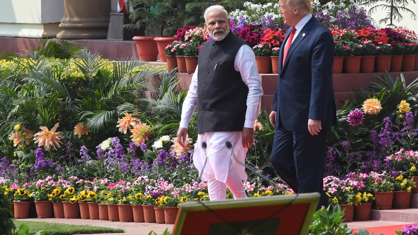 Indian Prime Minister Narendra Modi and former US President Donald Trump met to discuss the betterment of the relations of India and US at Heydrabad House in New Delhi on February 25, 2020. Photo: Madhuram Paliwal.