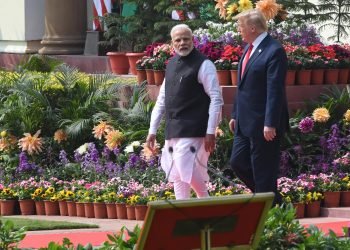 Indian Prime Minister Narendra Modi and former US President Donald Trump met to discuss the betterment of the relations of India and US at Heydrabad House in New Delhi on February 25, 2020. Photo: Madhuram Paliwal.