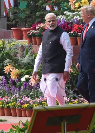 Indian Prime Minister Narendra Modi and former US President Donald Trump met to discuss the betterment of the relations of India and US at Heydrabad House in New Delhi on February 25, 2020. Photo: Madhuram Paliwal.