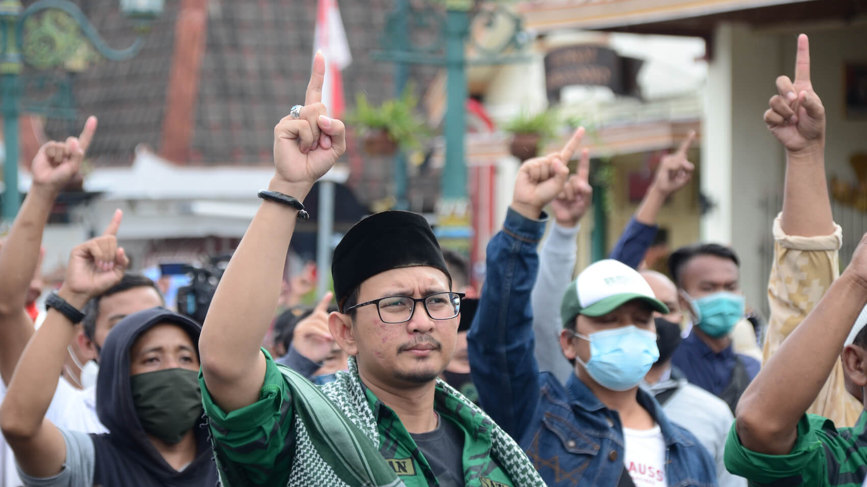 The demonstration "Jogja Bergerak untuk Keadilan dan HAM" in Yogyakarta, Indonesia, on December 18, 2020, calls for the release of Rizieq Shihab and an investigation into the shooting incident involving the FPI members. Photo: Hariyanto Surbakti.