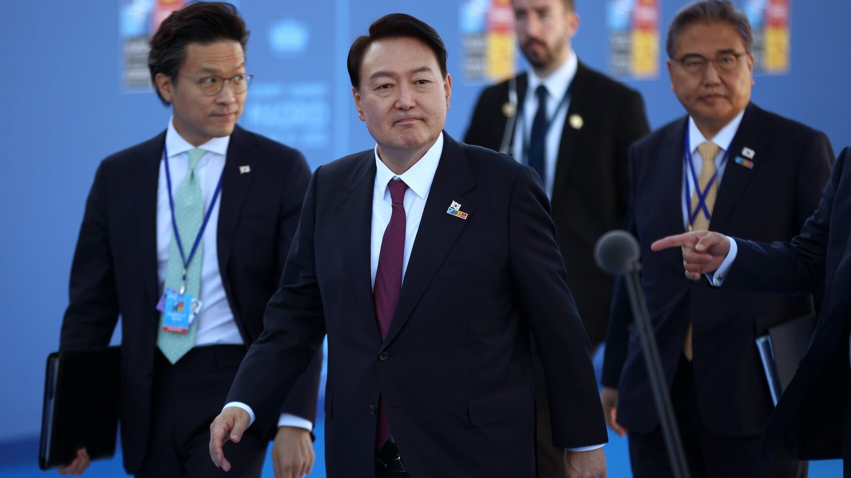 The election is viewed by many as a crucial midterm evaluation of President Yoon Suk-yeol’s government. President Yoon Suk-yeol (center) is pictured attending the NATO summit in Madrid, Spain on June 30, 2022. Photo: Shutterstock.