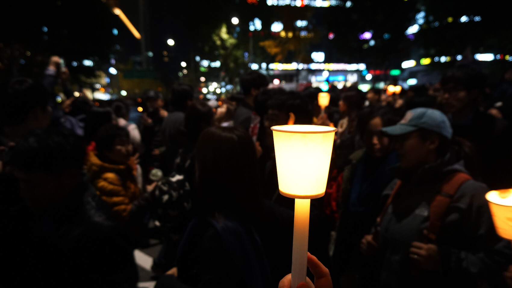 A photograph which was taken during Candlelight March in South Korea. Photo: Shutterstock.