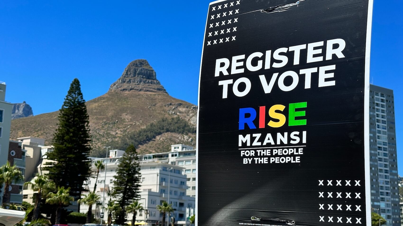 A poster of a political party in Cape Town, South Africa, on January 18, 2024, for the 2024 elections. Photo: Remo Peer.