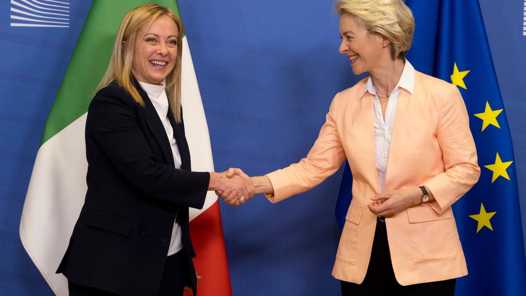 Italian Prime Minister Giorgia Meloni and EU Commission President Ursula von der Leyen meet in Brussels, Belgium on November 03, 2022. Photo: Alexandros Michailidis.