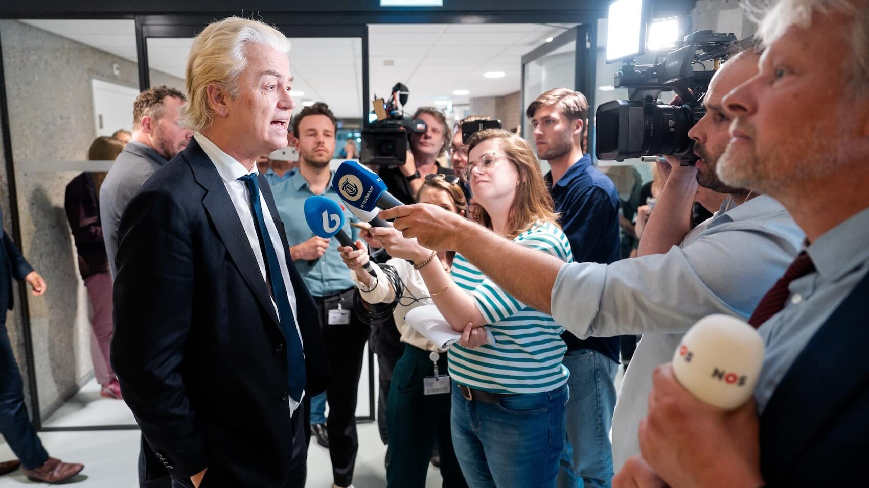 Geert Wilders (PVV) during an interview at the Plenary Debate in the Tweede Kamer on June 4, 2024, in The Hague, Netherlands. Photo: Orange Pictures.