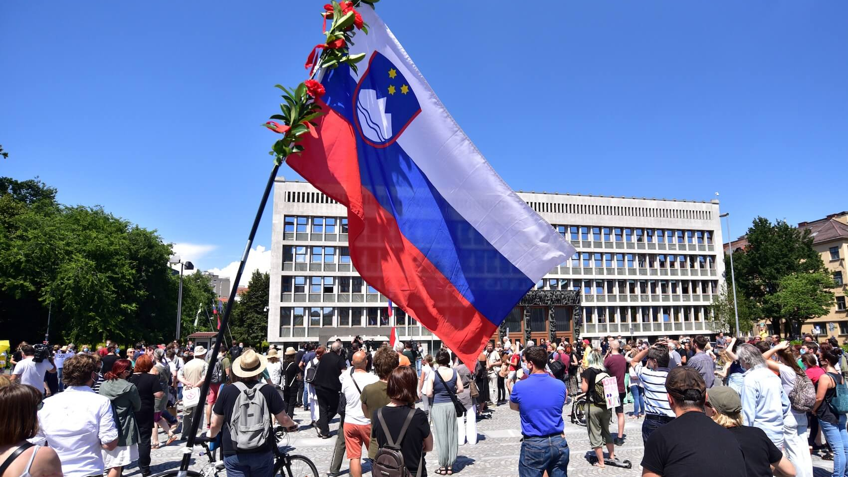 Protesters advocating for freedom of the press in Ljubljana, Slovenia, on July 15, 2020. Photo: Igor Kupljenik.