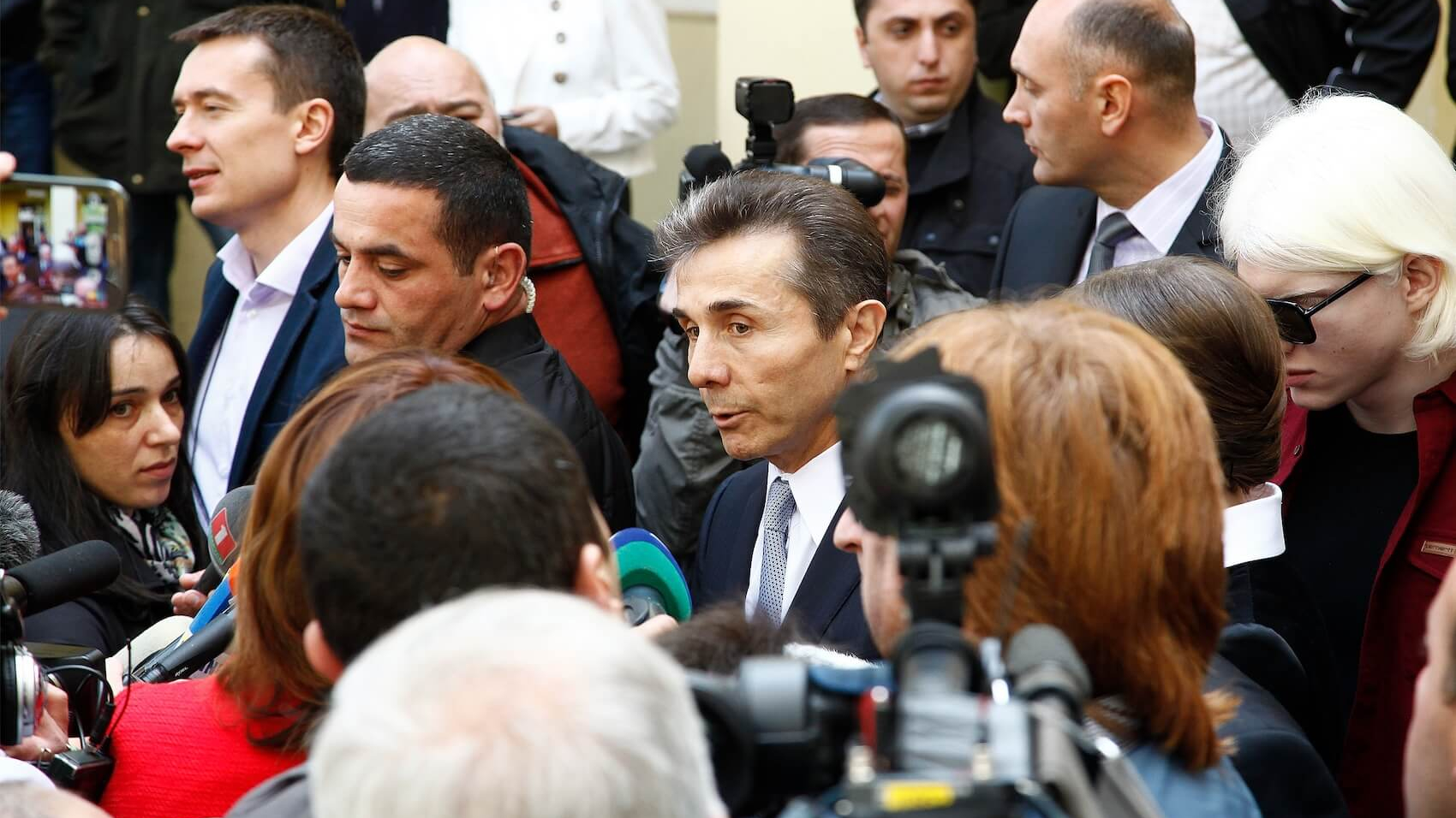 Founder of Georgian Dream, Bidzina Ivanishvili, seen among supporters during the presidential election in Tbilisi, Georgia, on October 27, 2013. Photo: Gevorg Ghazaryan.