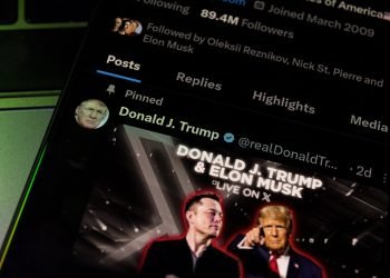 Donald Trump and Elon Musk on the X social media platform. Photo: Rokas Tenys.