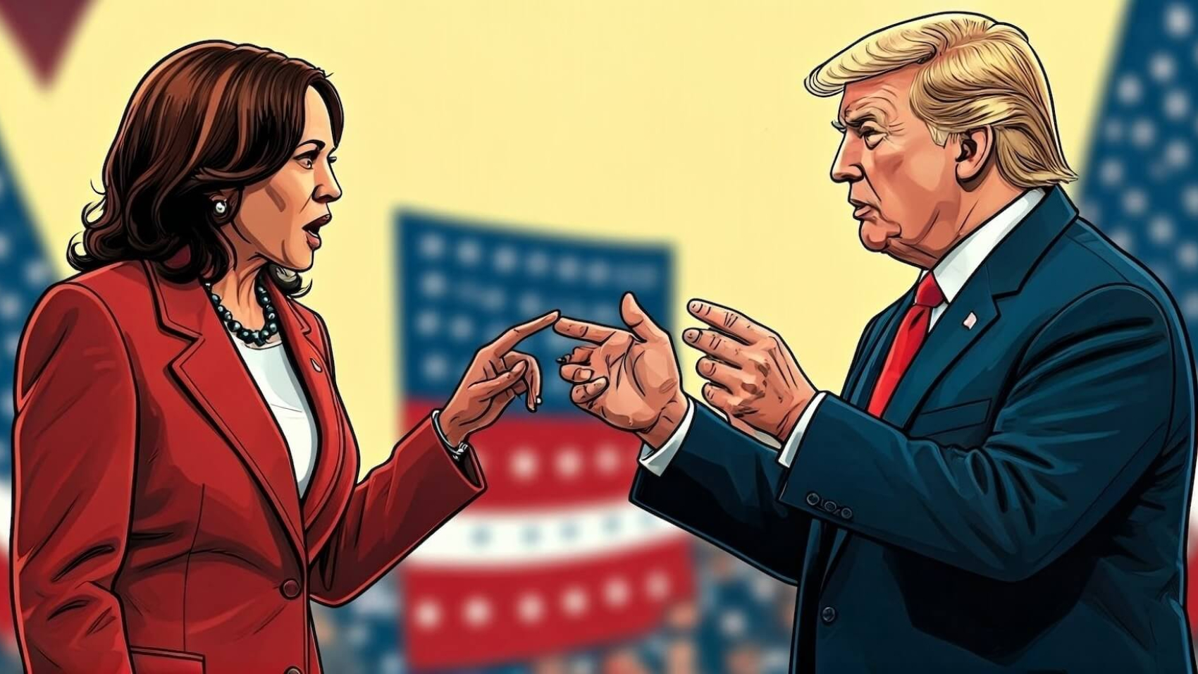 In this AI-generated image, US presidential candidates Kamala Harris and Donald Trump appear. Photo: Shutterstock.