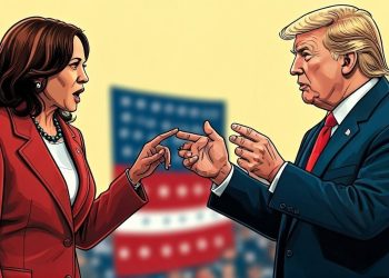 In this AI-generated image, US presidential candidates Kamala Harris and Donald Trump appear. Photo: Shutterstock.