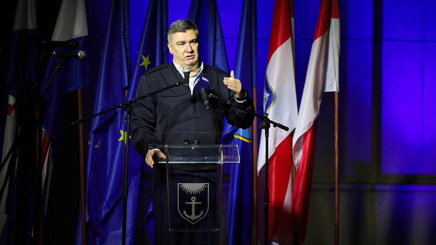 President of Croatia, Zoran Milanović, addresses a press conference in Ploče, Croatia, on September 14, 2024. Photo: Jure Divich.