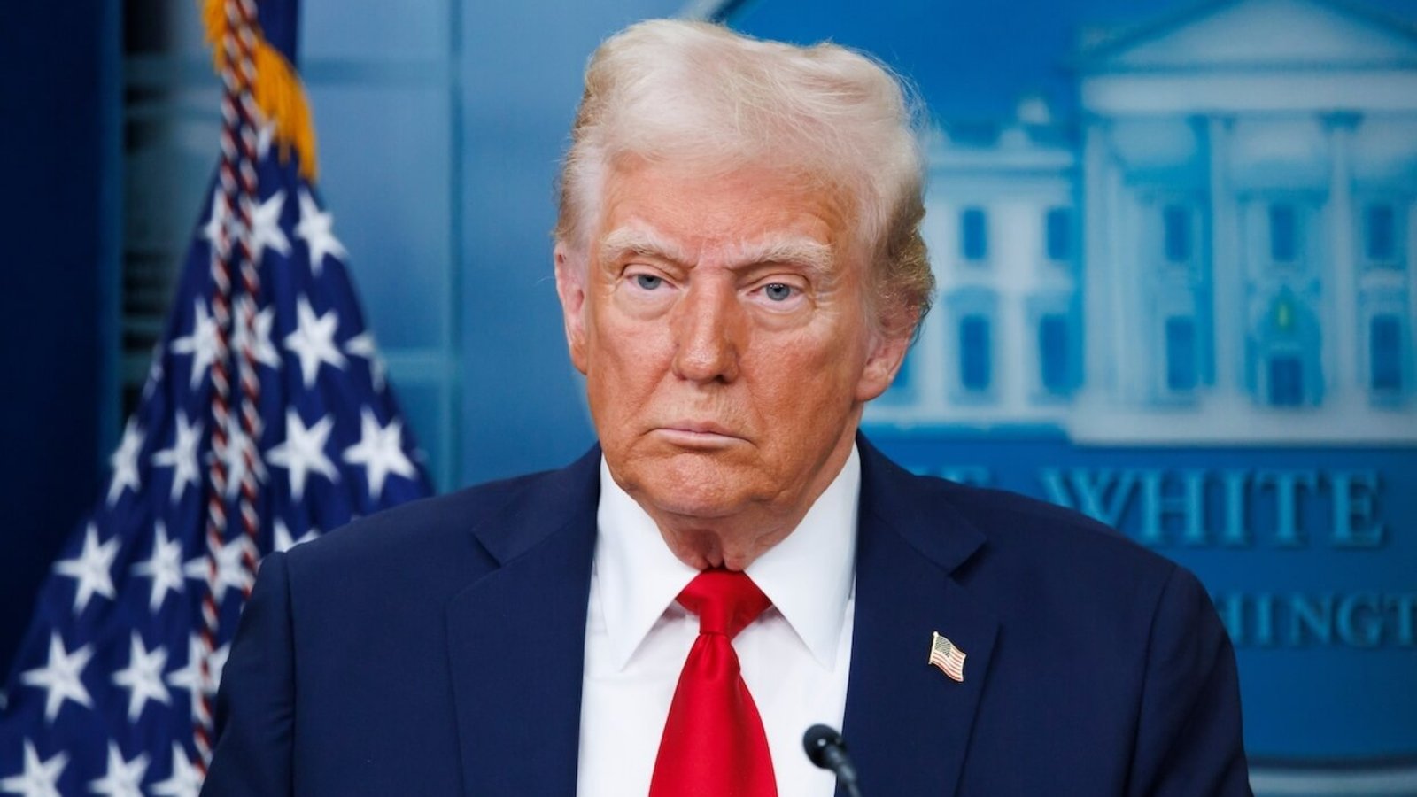 US President Donald Trump speaks at a White House press briefing after a Black Hawk helicopter collided with American Airlines Flight 5342 near DCA Airport in Washington on January 30, 2025. Photo: Joshua Sukoff.