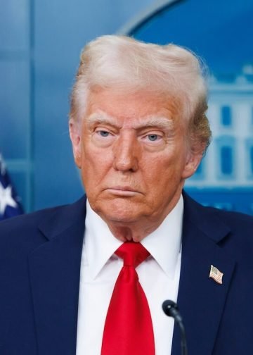 US President Donald Trump speaks at a White House press briefing after a Black Hawk helicopter collided with American Airlines Flight 5342 near DCA Airport in Washington on January 30, 2025. Photo: Joshua Sukoff.