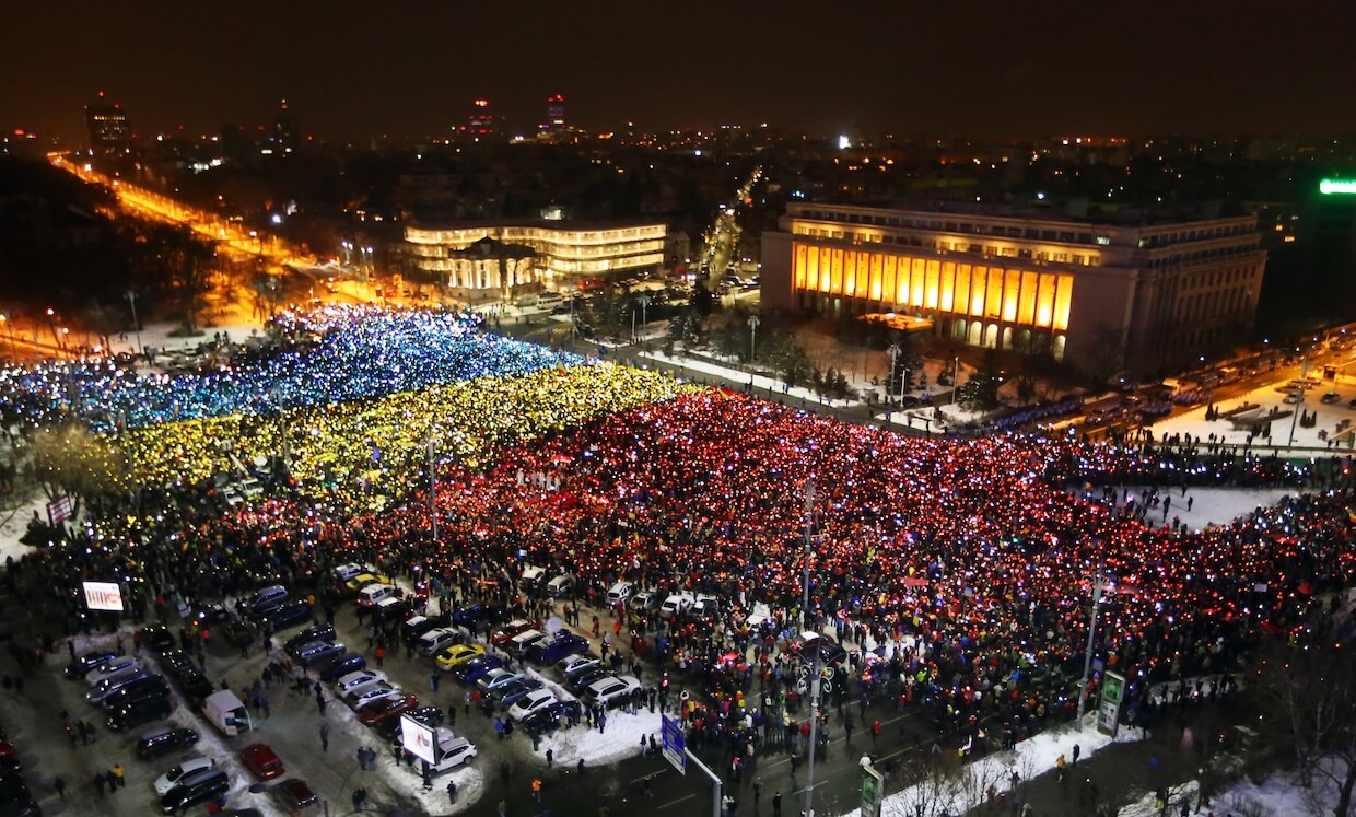 Romania protest.