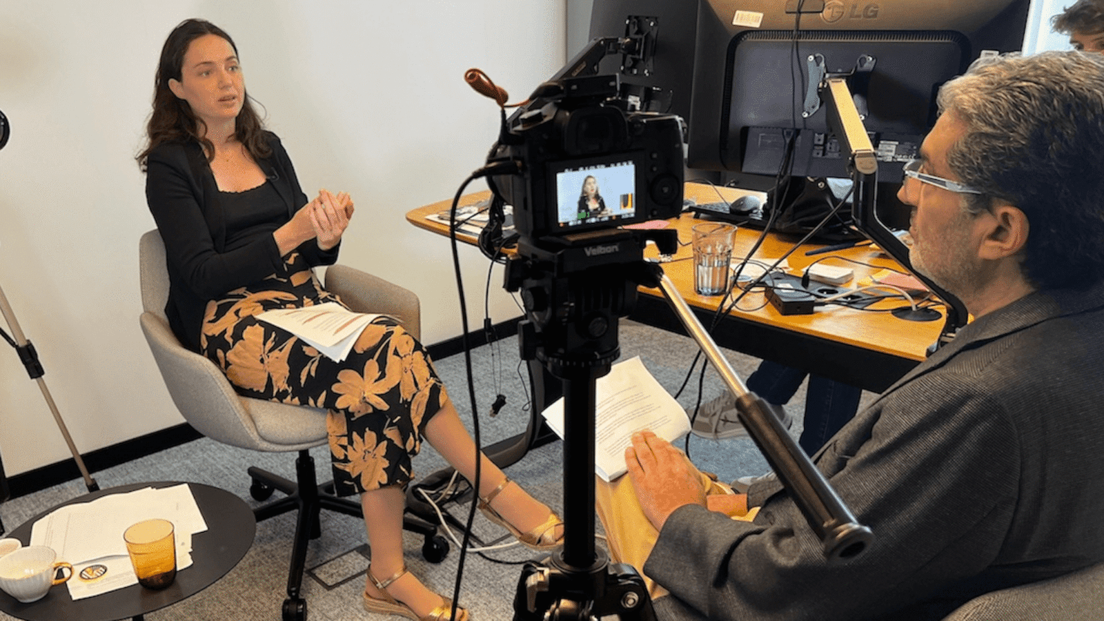 Chloé Ridel, Member of the European Parliament from the Socialist Group and Rapporteur for transnational repression, during her interview with ECPS’s Selcuk Gultasli. Photo: Umit Vurel.