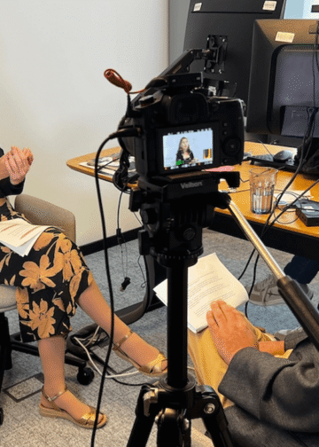 Chloé Ridel, Member of the European Parliament from the Socialist Group and Rapporteur for transnational repression, during her interview with ECPS’s Selcuk Gultasli. Photo: Umit Vurel.