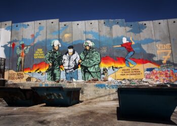 The controversial Israeli separation wall dividing Israel from the West Bank, often referred to as the segregation wall in Palestine. Photo: Giovanni De Caro.