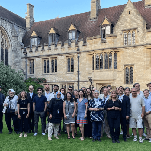 Participants of the ECPS Conference 2025 at St Cross College, University of Oxford, gather for a group photo on July 1, 2025.