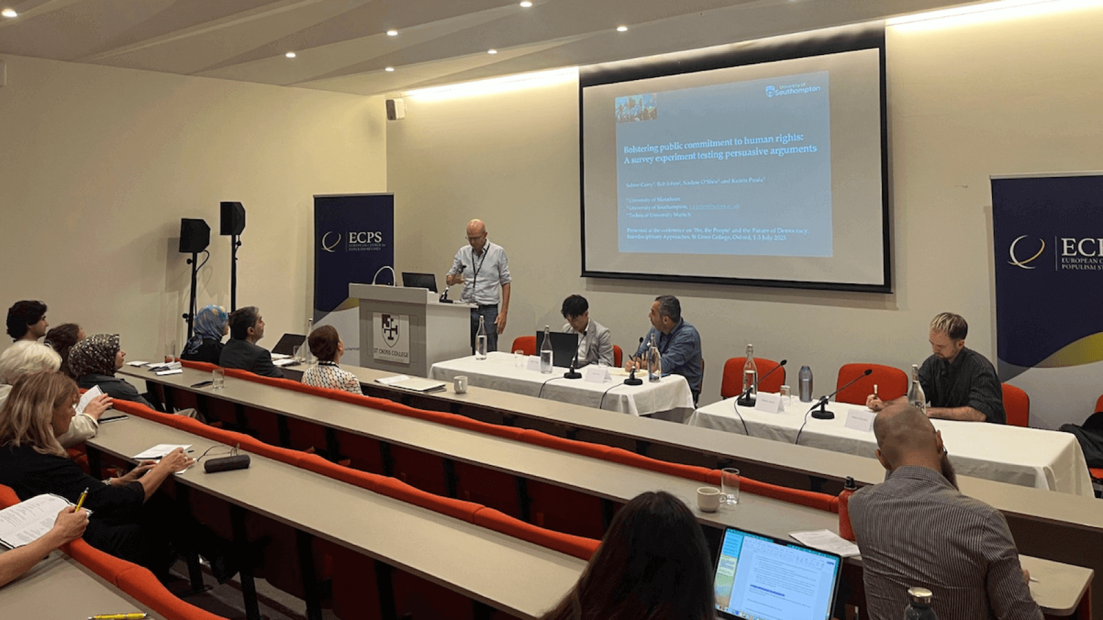 Panel 1, titled “Politics of Social Contract,” takes place during the ECPS Conference 2025 at St Cross College, University of Oxford, on July 1. Chaired by Dr. Lior Erez (Blavatnik School of Government, Nuffield College), the panel features presentations by Sabine Carey, Robert Johns, Katrin Paula, Nadine O'Shea, Nathan Tsang, and Simon Clemens.