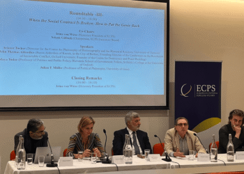 Scholars and thought leaders reflect on repairing democratic trust at Roundtable III of the ECPS Conference 2025, titled “When the Social Contract Is Broken: How to Put the Genie Back.” Featuring Aviezer Tucker, Baron John Alderdice, and Julian F. Müller, co-chaired by Irina von Wiese and Selçuk Gültaşlı at St Cross College, Oxford.