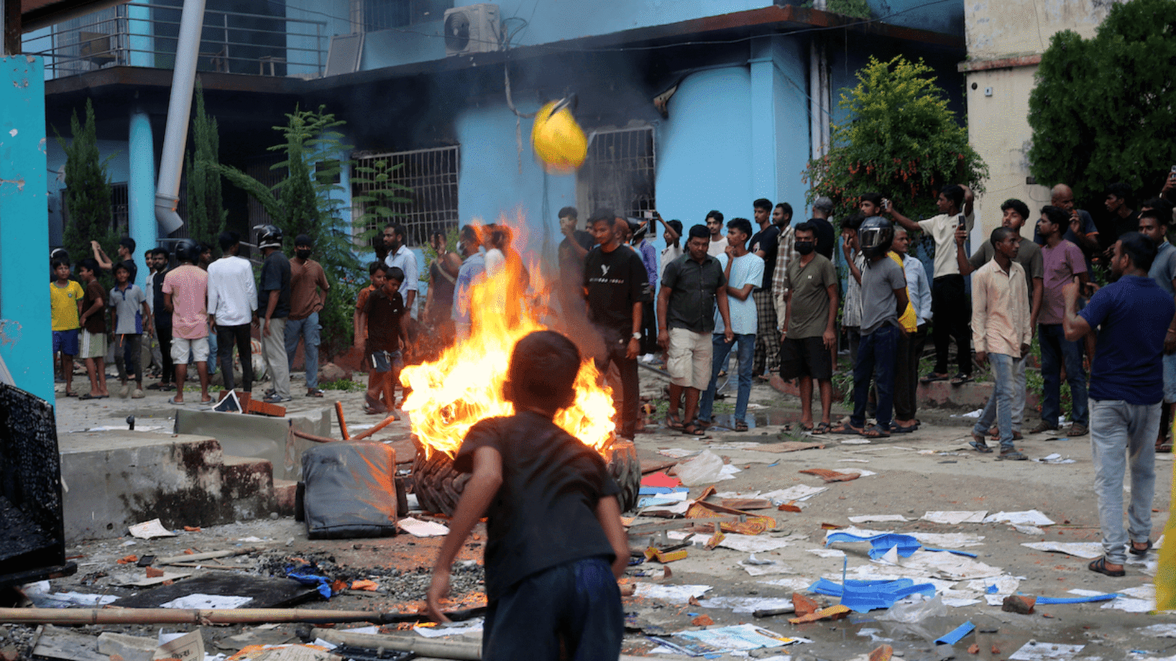 The municipality office in Inaruwa, Sunsari, lies heavily damaged after protesters targeted it during the nationwide demonstrations against corruption and the social media shutdown on September 9, 2025. Photo: Nabin Gadtaula