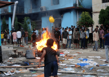 The municipality office in Inaruwa, Sunsari, lies heavily damaged after protesters targeted it during the nationwide demonstrations against corruption and the social media shutdown on September 9, 2025. Photo: Nabin Gadtaula