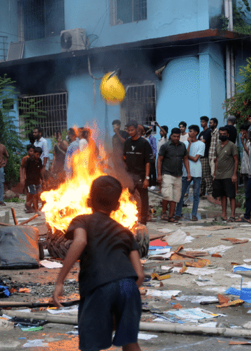 The municipality office in Inaruwa, Sunsari, lies heavily damaged after protesters targeted it during the nationwide demonstrations against corruption and the social media shutdown on September 9, 2025. Photo: Nabin Gadtaula