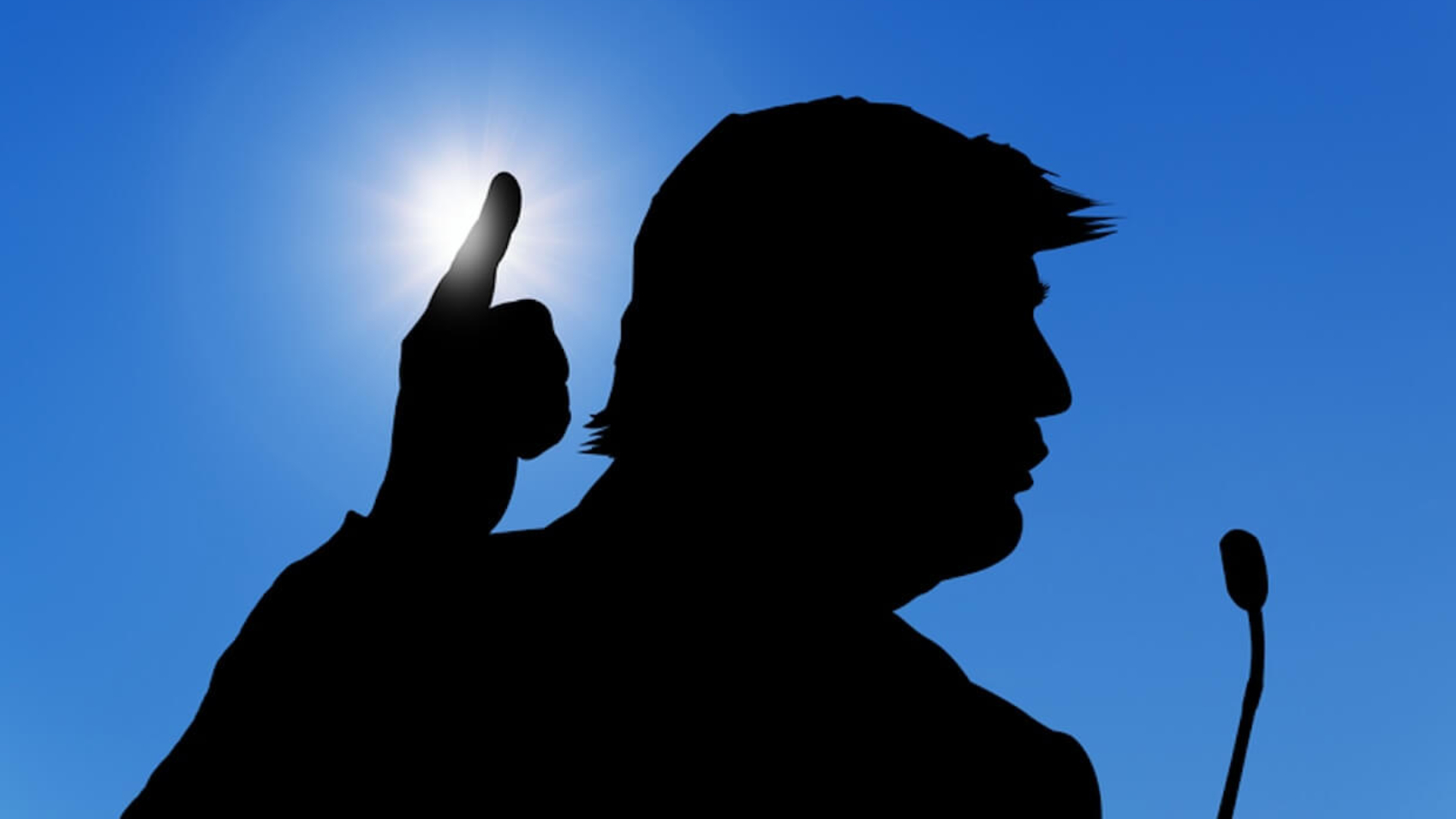 Silhouette of US President Donald Trump attending a conference. Photo: Dreamstime.