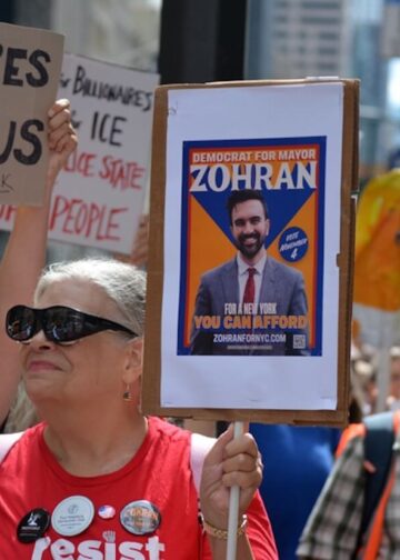 Labor Day protest outside Trump Tower on Fifth Avenue, Midtown Manhattan, September 1, 2025, where demonstrators demanded better wages and working conditions. Photo: Dreamstime.