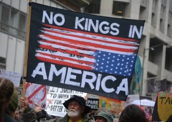 Participants march down Fifth Avenue during the nationwide &ldquo;No Kings&rdquo; protest against US President Donald Trump and his administration, New York City, USA, June 14, 2025. Photo: Dreamstime.
