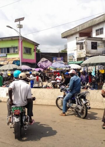Street scene in Douala, Cameroon’s largest city.