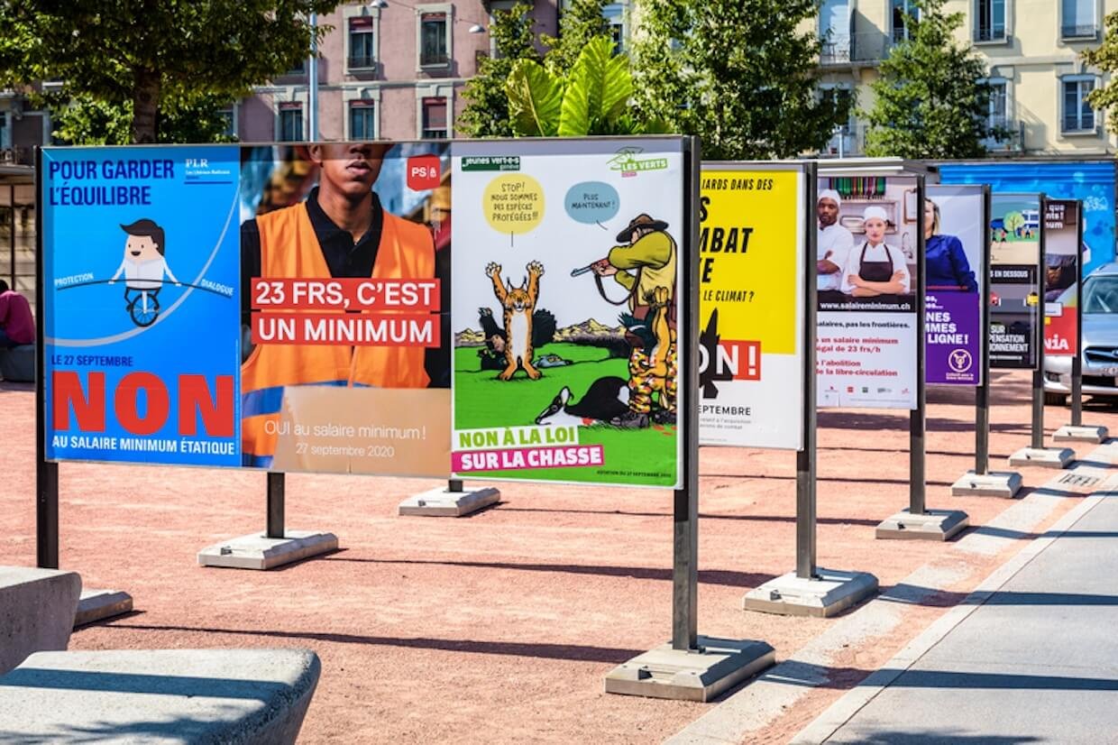 Referendum posters in Geneva.