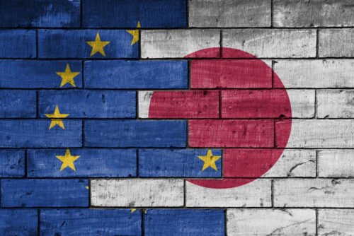 Eu-Japan flags.