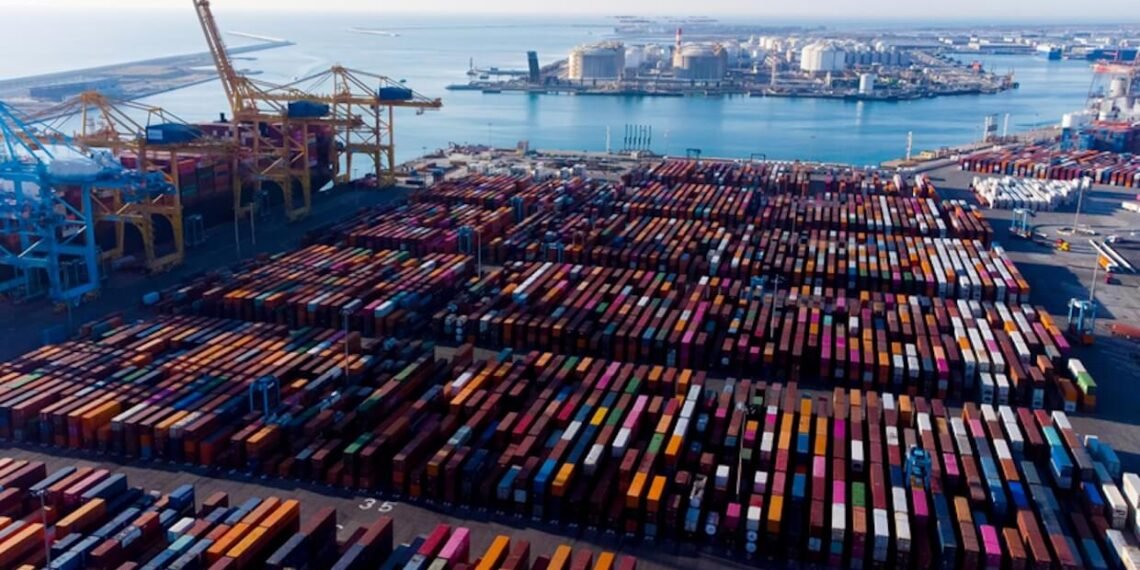 The sea port of Barcelona in Spain.