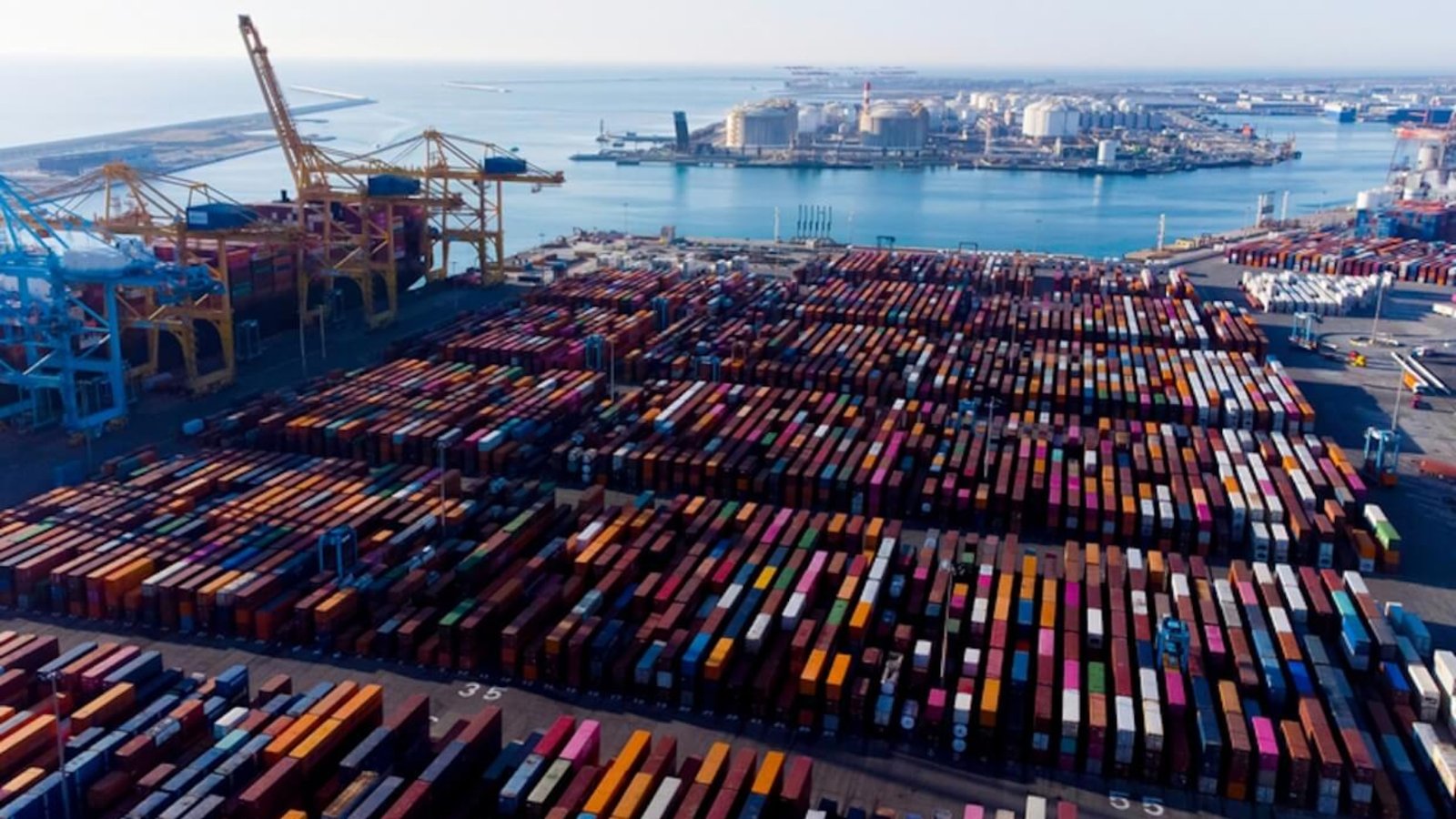 The sea port of Barcelona in Spain.