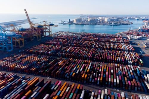 The sea port of Barcelona in Spain.