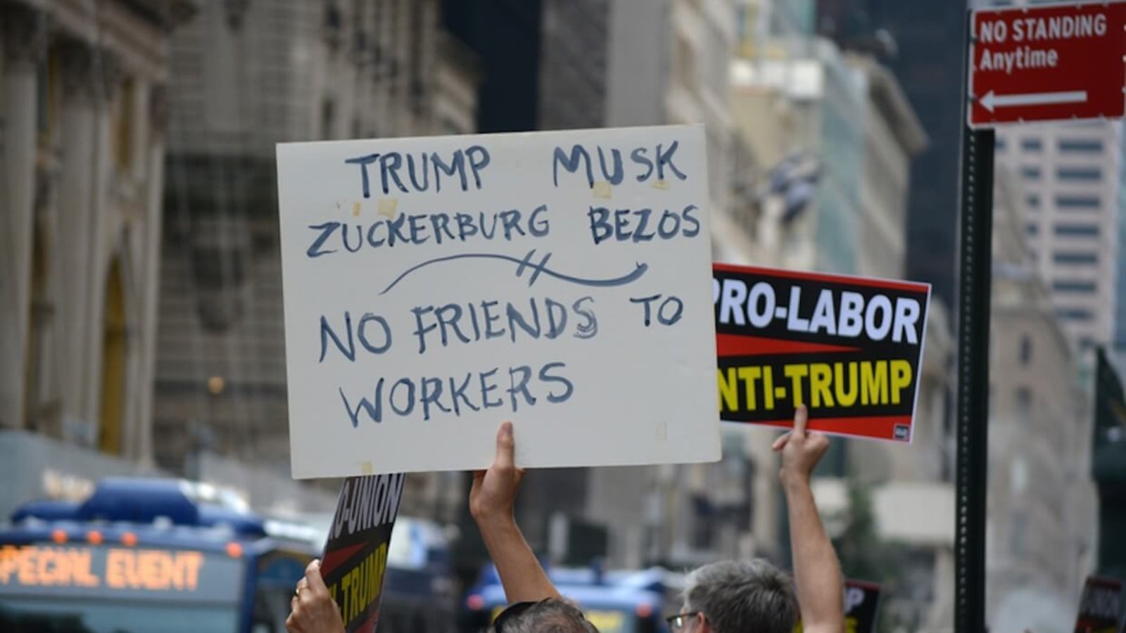 Anti-Trump protesters.