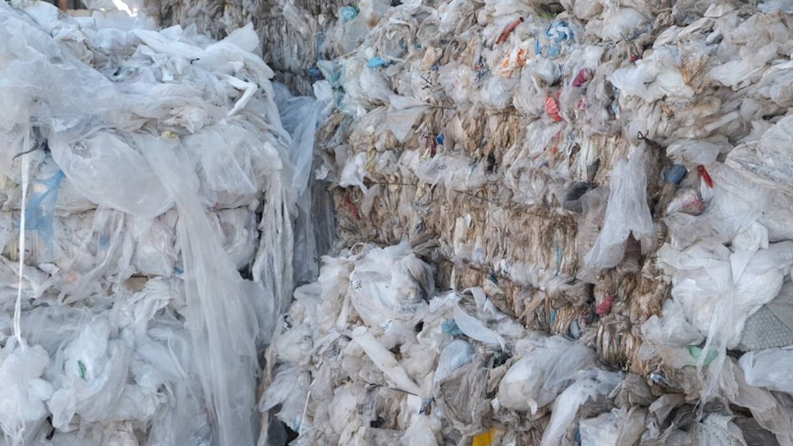 Turkey: Bales of waste plastic prepared for transport.