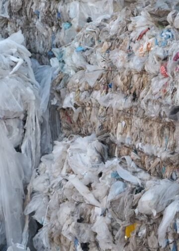 Turkey: Bales of waste plastic prepared for transport.