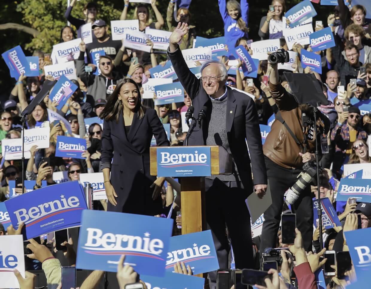 Bernie Sanders and Alexandria Ocasio-Cortez.